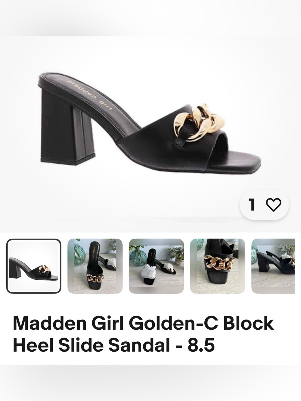 Madden Girl C Block Mule with gold chain